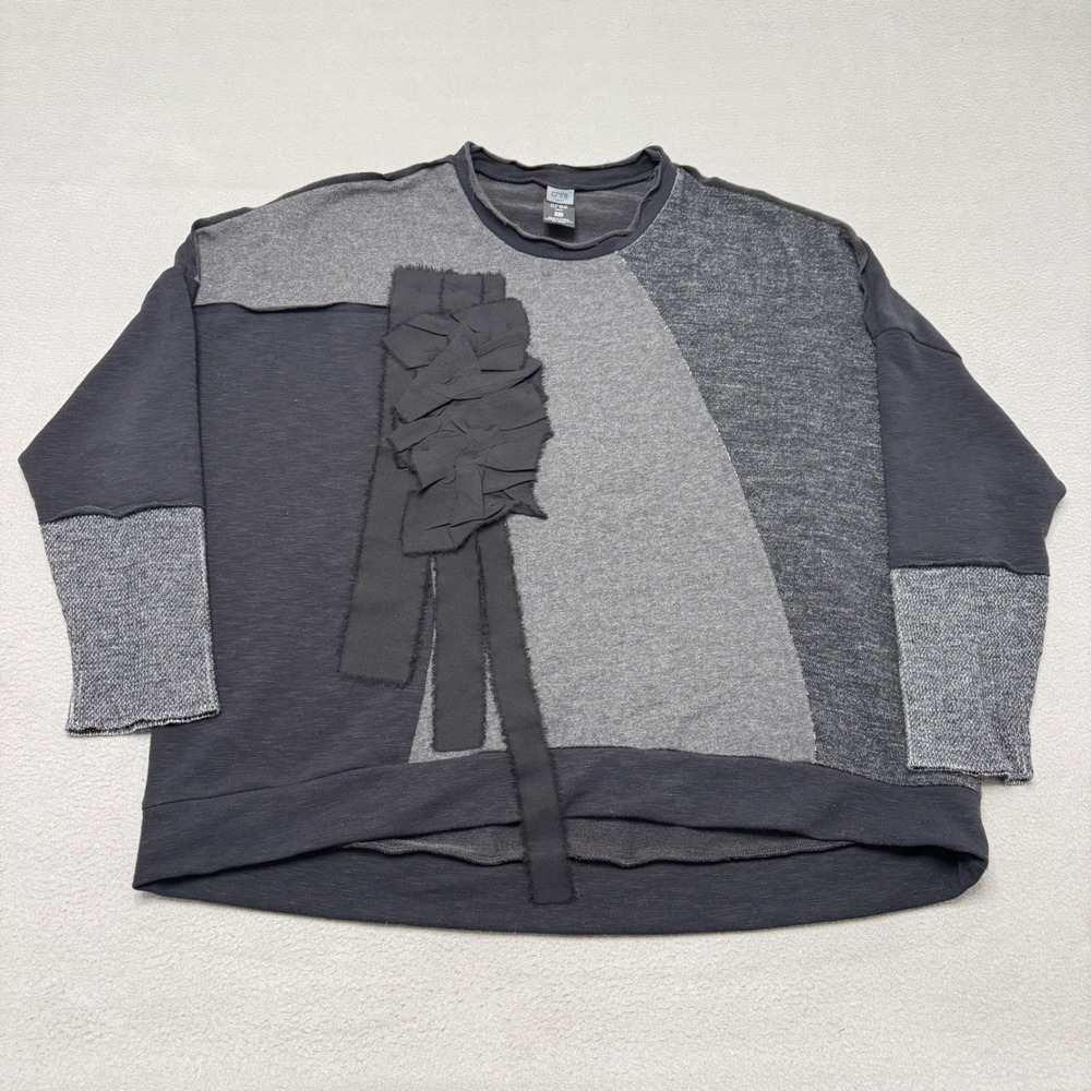 Crea Concept Sweater Womens 42 Black Gray Colorblock Lagenlook Art To Wear